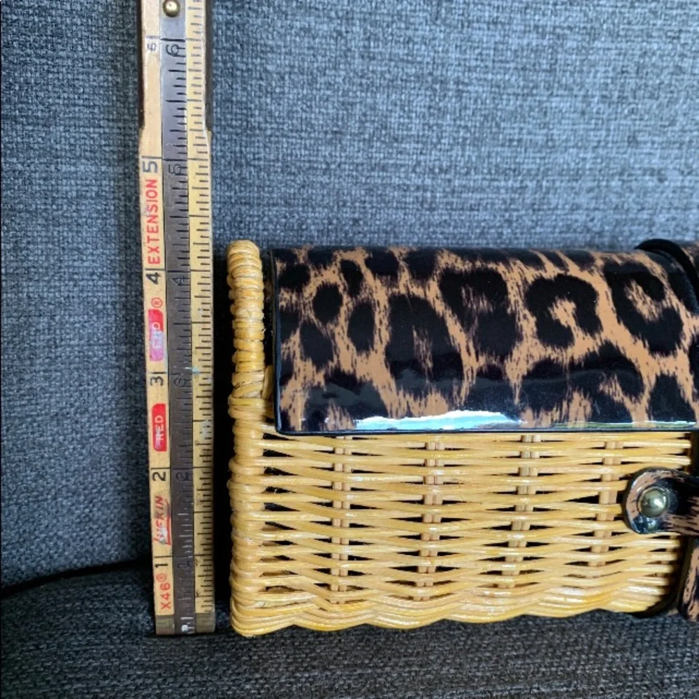 J Crew Wicker & Leopard Print  Clutch NWOTs